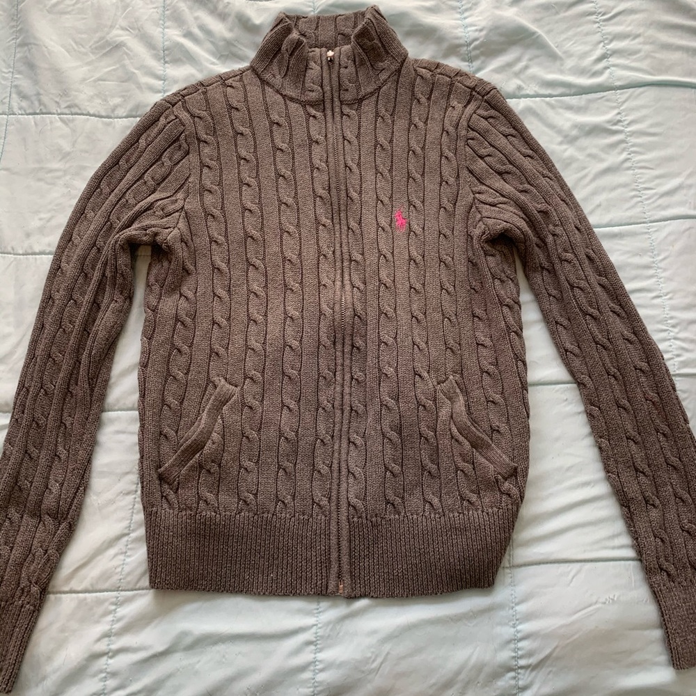 Ralph Lauren full zip cable knit sweater